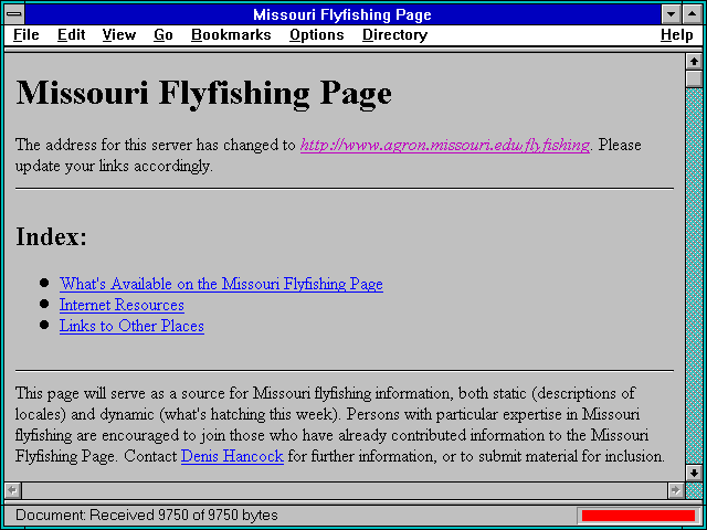 Screenshot of Missouri Flyfishing Page