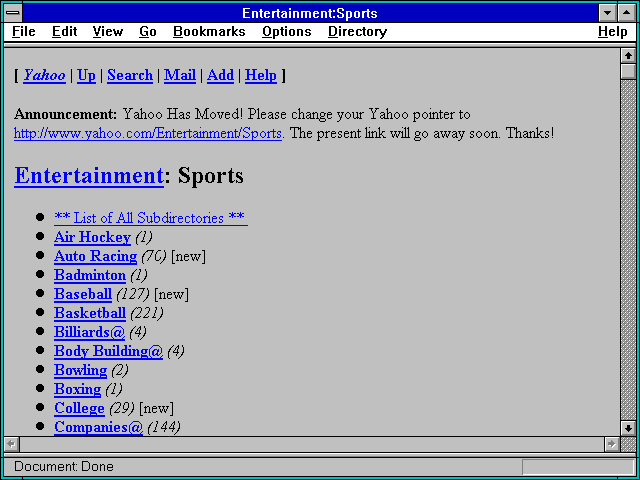 Screenshot of Entertainment:Sports