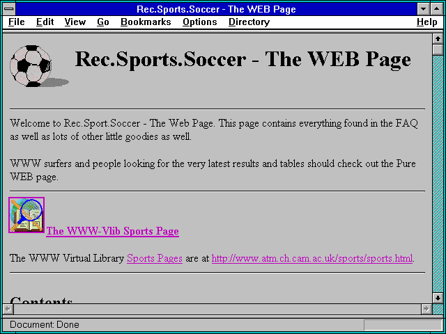 Screenshot of Rec.Sports.Soccer - The WEB Page