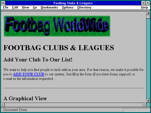 Screenshot of Footbag Clubs & Leagues