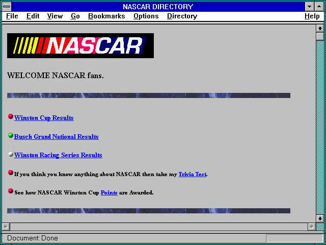Screenshot of NASCAR DIRECTORY