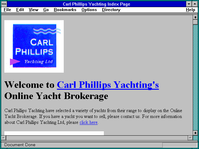 Screenshot of Carl Phillips Yachting Index Page