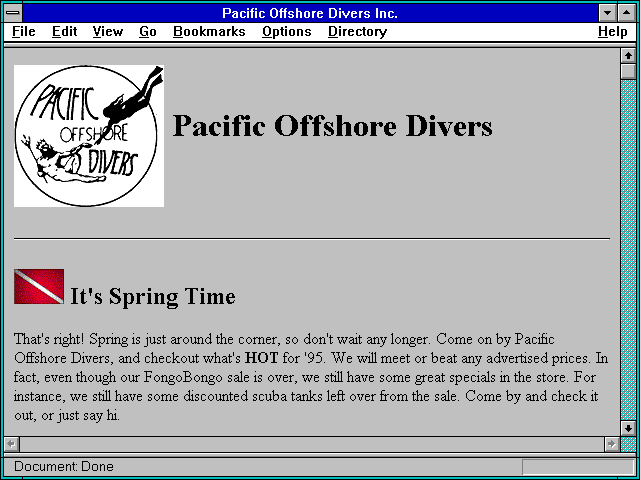 Screenshot of Pacific Offshore Divers Inc.