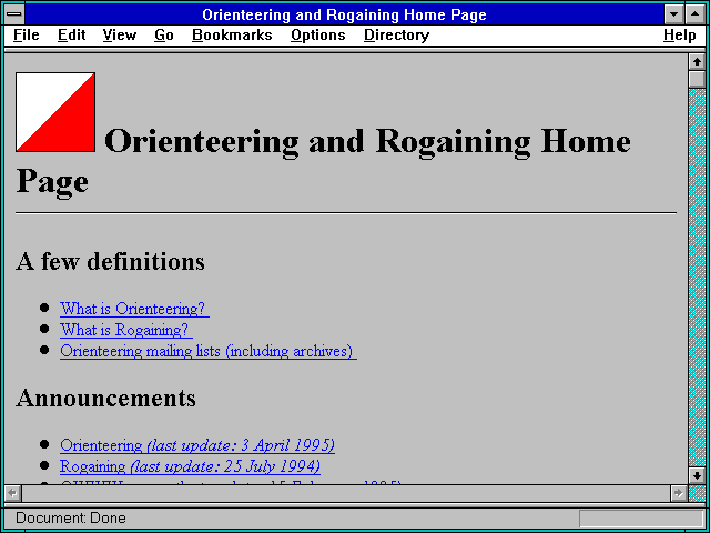 Screenshot of Orienteering and Rogaining Home Page
