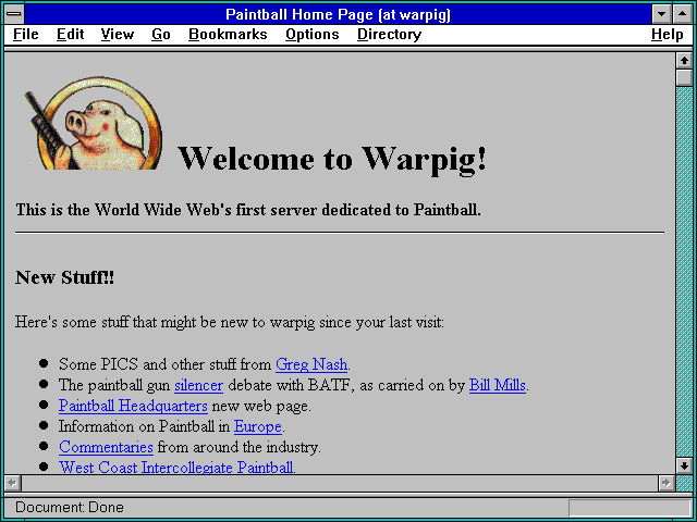 Screenshot of Paintball Home Page