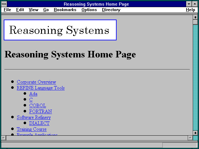 Screenshot of Reasoning Systems Home Page