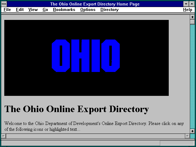 Screenshot of The Ohio Online Export Directory Home Page