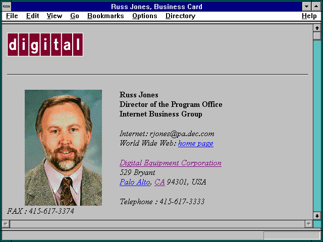 Screenshot of Russ Jones Business Card