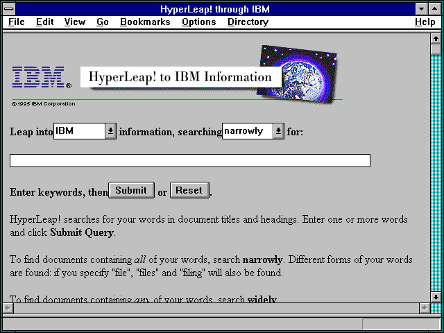 Screenshot of HyperLeap! through IBM