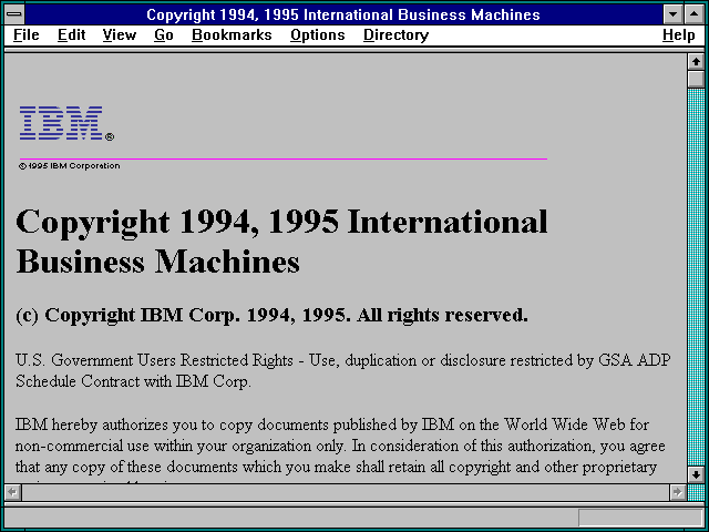 Screenshot of Copyright 1994 1995 International Business Machines