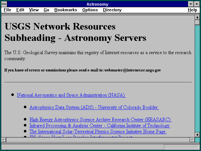 Screenshot of Astronomy Servers