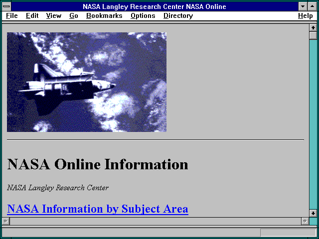 Screenshot of NASA Langley Research Center NASA Online