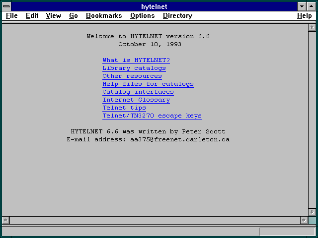 Screenshot of hytelnet