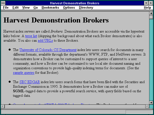 Screenshot of Harvest Demonstration Brokers