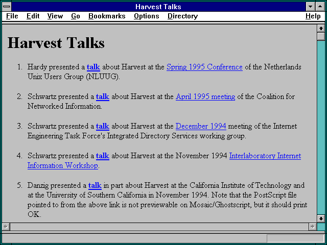 Screenshot of Harvest Talks