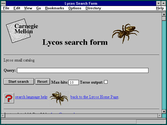Screenshot of Lycos Search Form