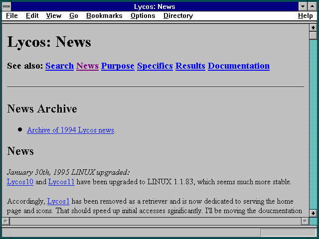Screenshot of Lycos: News