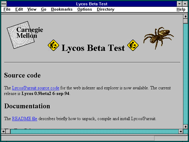 Screenshot of Lycos Beta Test
