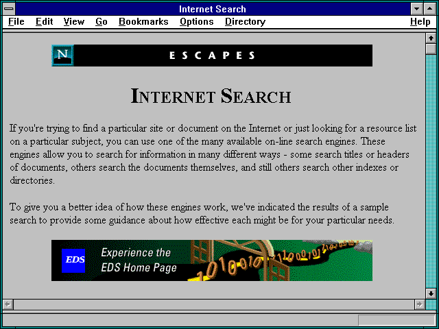 Screenshot of NetScape Web Search Page