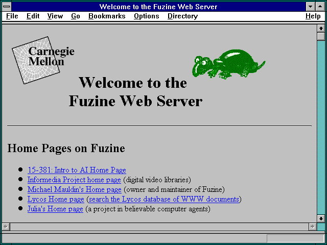 Screenshot of Welcome to the Fuzine Web Server