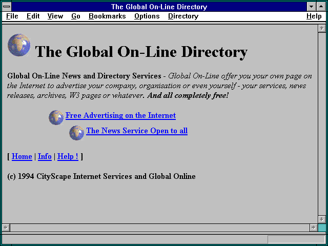 Screenshot of The Global On-Line Directory