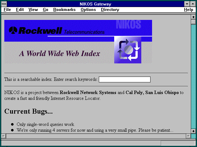 Screenshot of NIKOS Gateway