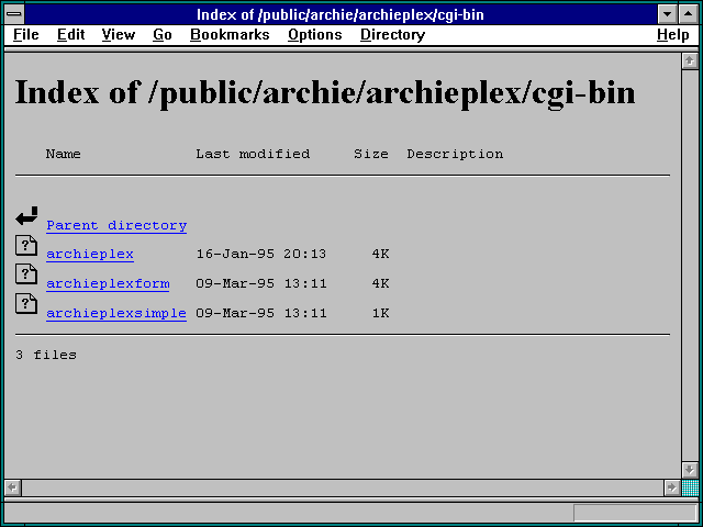 Screenshot of Index of /public/archie/archieplex/cgi-bin
