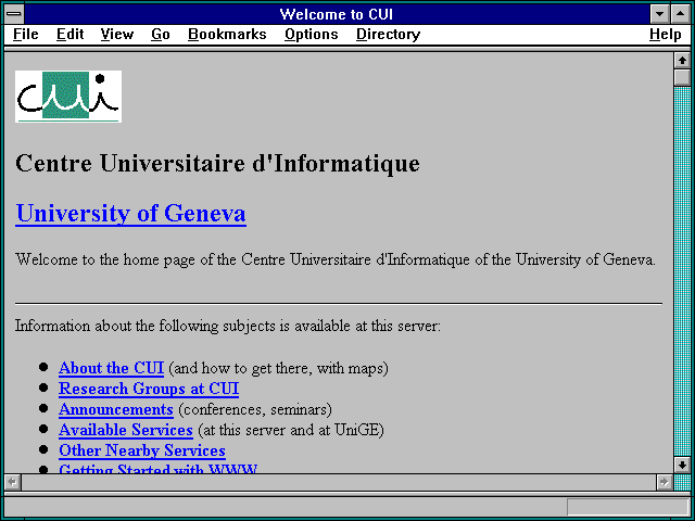 Screenshot of Welcome to CUI