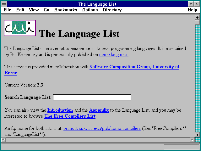 Screenshot of The Language List