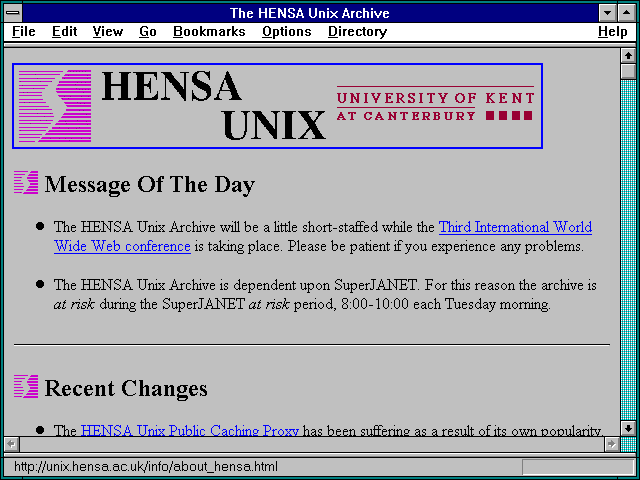 Screenshot of The HENSA Unix Archive