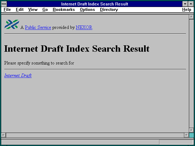 Screenshot of Internet Draft Index Search Result