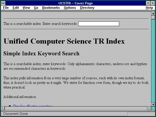 Screenshot of UCSTRI -- Cover Page