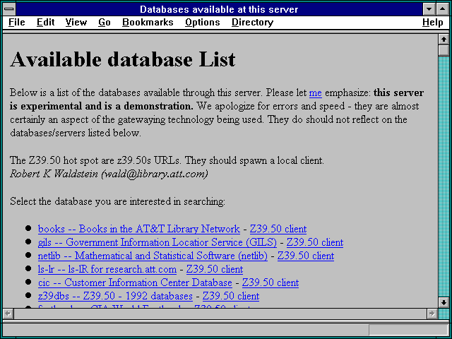 Screenshot of Databases available at this server