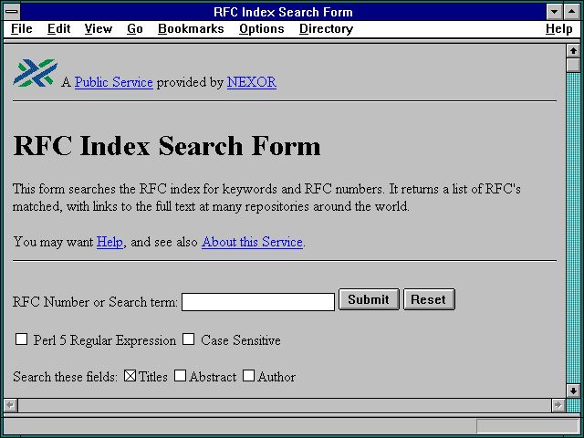 Screenshot of http://web.nexor.co.uk/public/rfc/index/rfc.html