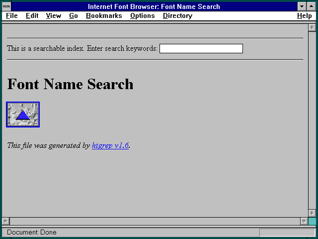 Screenshot of Internet Font Browser: Font Name Search
