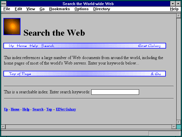 Screenshot of Search the World-wide Web
