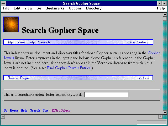 Screenshot of Search Gopher Space