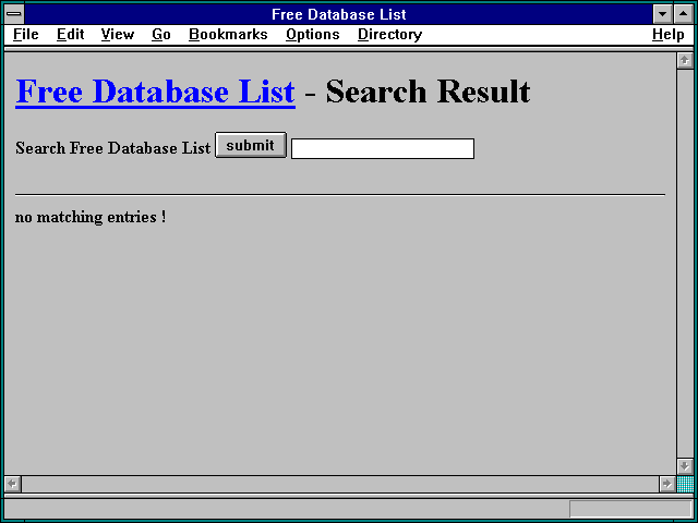Screenshot of Free Database List