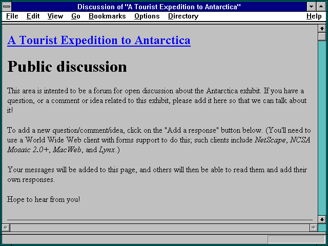Screenshot of Discussion of 'A Tourist Expedition to Antarctica'