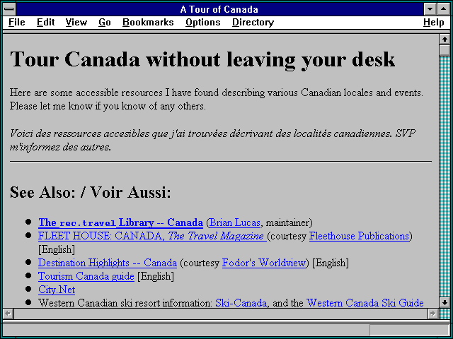 Screenshot of A Tour of Canada