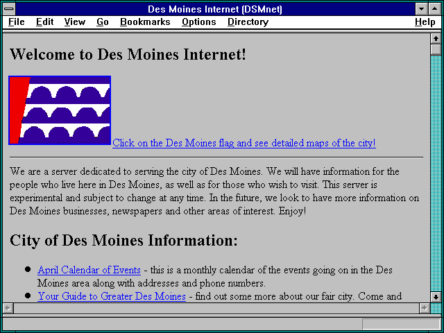 Screenshot of Des Moines Internet (DSMnet)