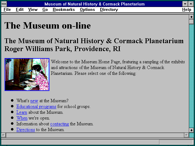 Screenshot of Museum of Natural History & Cormack Planetarium