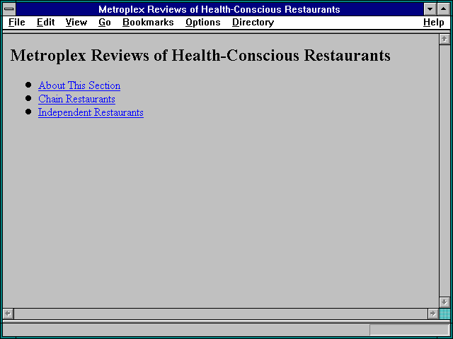 Screenshot of Metroplex Reviews of Health-Conscious Restaurants