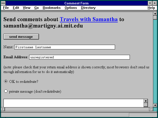 Screenshot of Comment Form