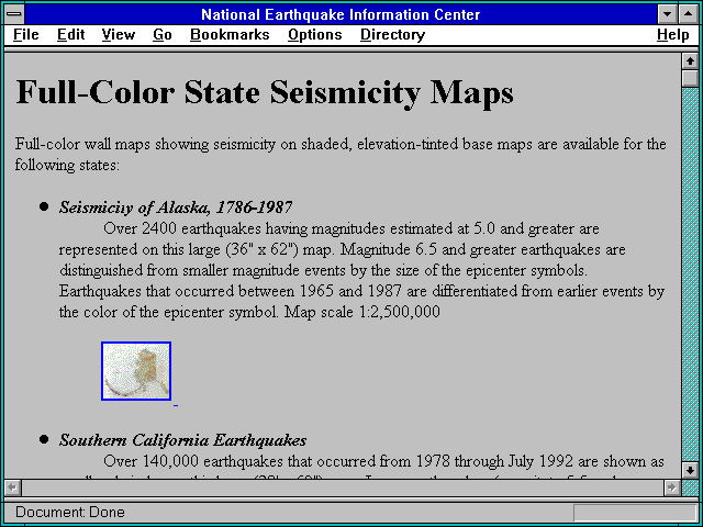 Screenshot of National Earthquake Information Center