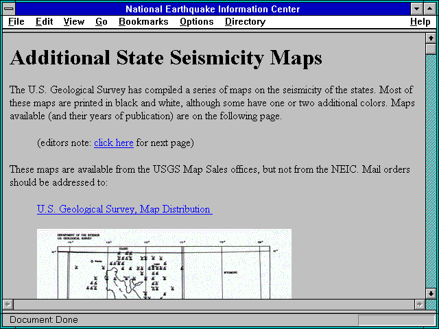 Screenshot of National Earthquake Information Center