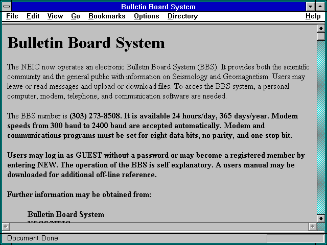 Screenshot of Bulletin Board System