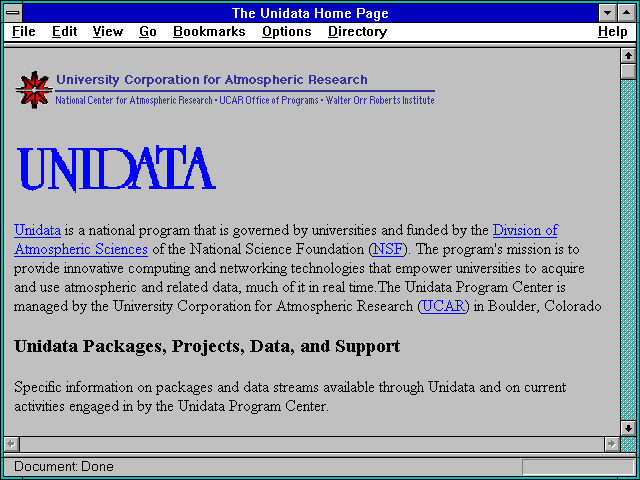 Screenshot of Unidata - Boulder, CO.