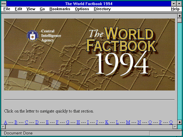 Screenshot of The World Factbook 1994 (CIA)
