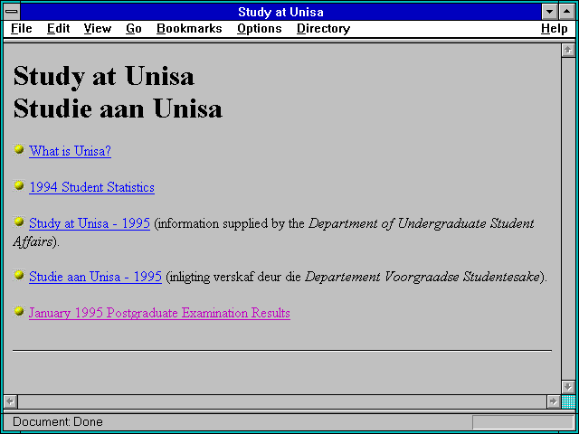 Screenshot of Study at Unisa